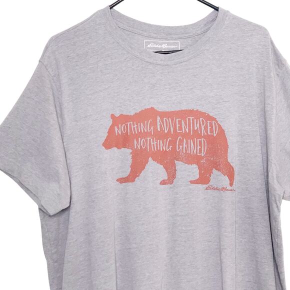 EDDIE BAUER Nothing Adventured Nothing Gained Bear Graphic T-Shirt Grey Size L - Picture 9 of 10